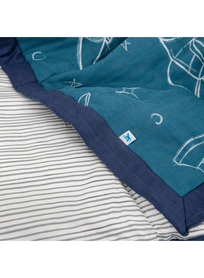 Little Unicorn Lofty Comforter Blanket | Super Soft & Breathable Muslin Fabric| Great for Play & Bedtime Blanket (Blast Off) - Image 3