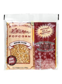 Amish Country Popcorn Amish Country Popcorn, Perfect Portions 3 in 1 Popcorn Pack, Medium Yellow, 5.5 oz (156 g)  - Image 1