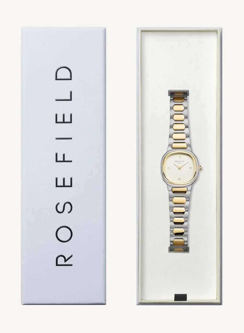 Rosefield  Women's Gaia Cushion Analogue Watch, Cream Matte Dial, Two-Tone Steel Bracelet for Women | Best Price UAE