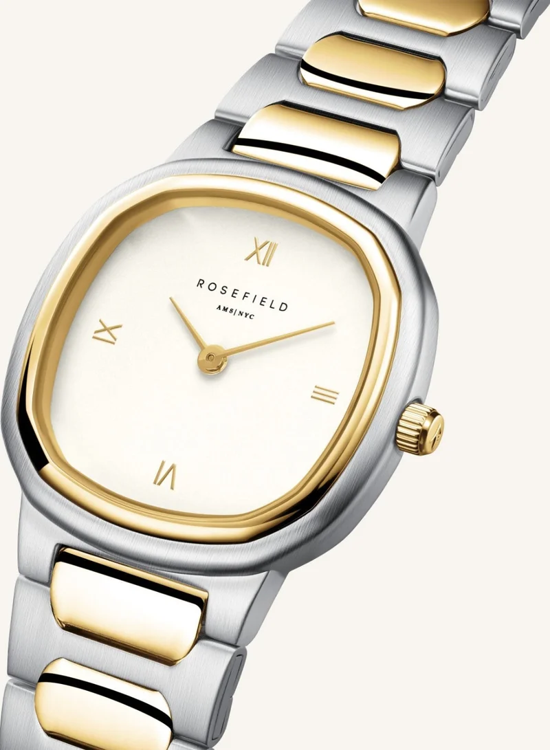 Rosefield  Women's Gaia Cushion Analogue Watch, Cream Matte Dial, Two-Tone Steel Bracelet for Women | Best Price UAE