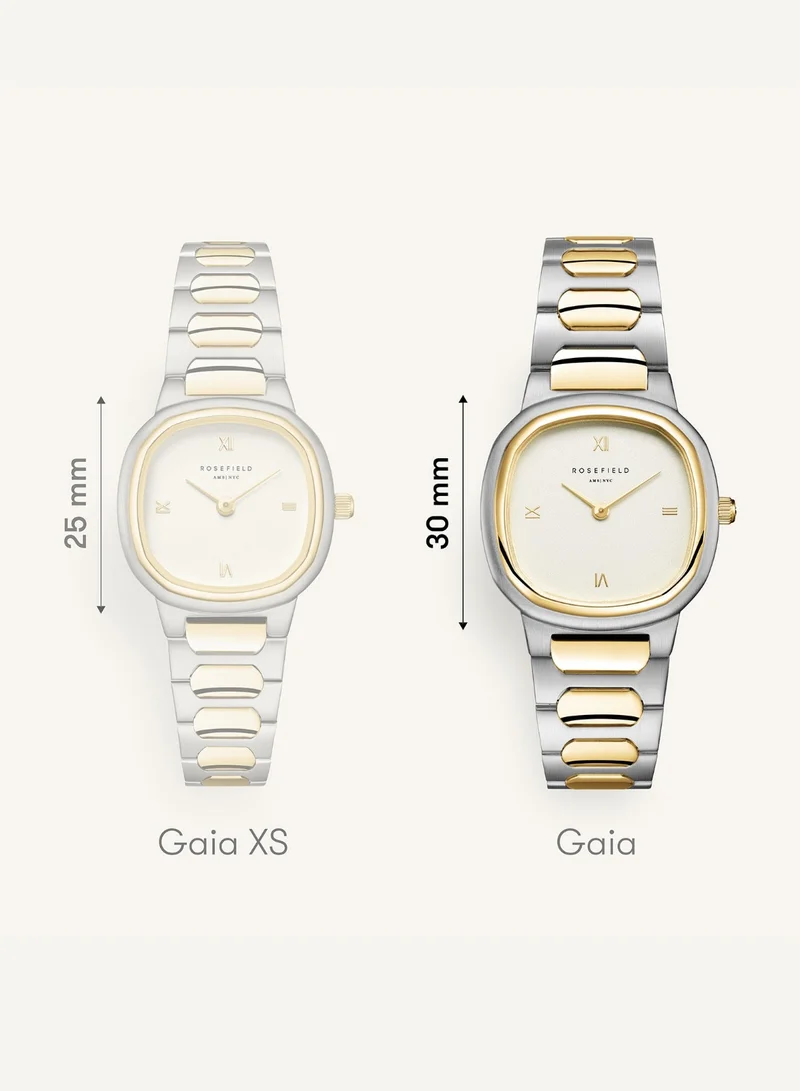 Rosefield  Women's Gaia Cushion Analogue Watch, Cream Matte Dial, Two-Tone Steel Bracelet for Women | Best Price UAE