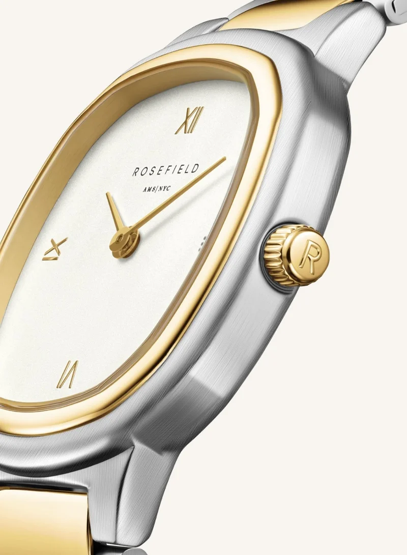 Rosefield  Women's Gaia Cushion Analogue Watch, Cream Matte Dial, Two-Tone Steel Bracelet for Women | Best Price UAE