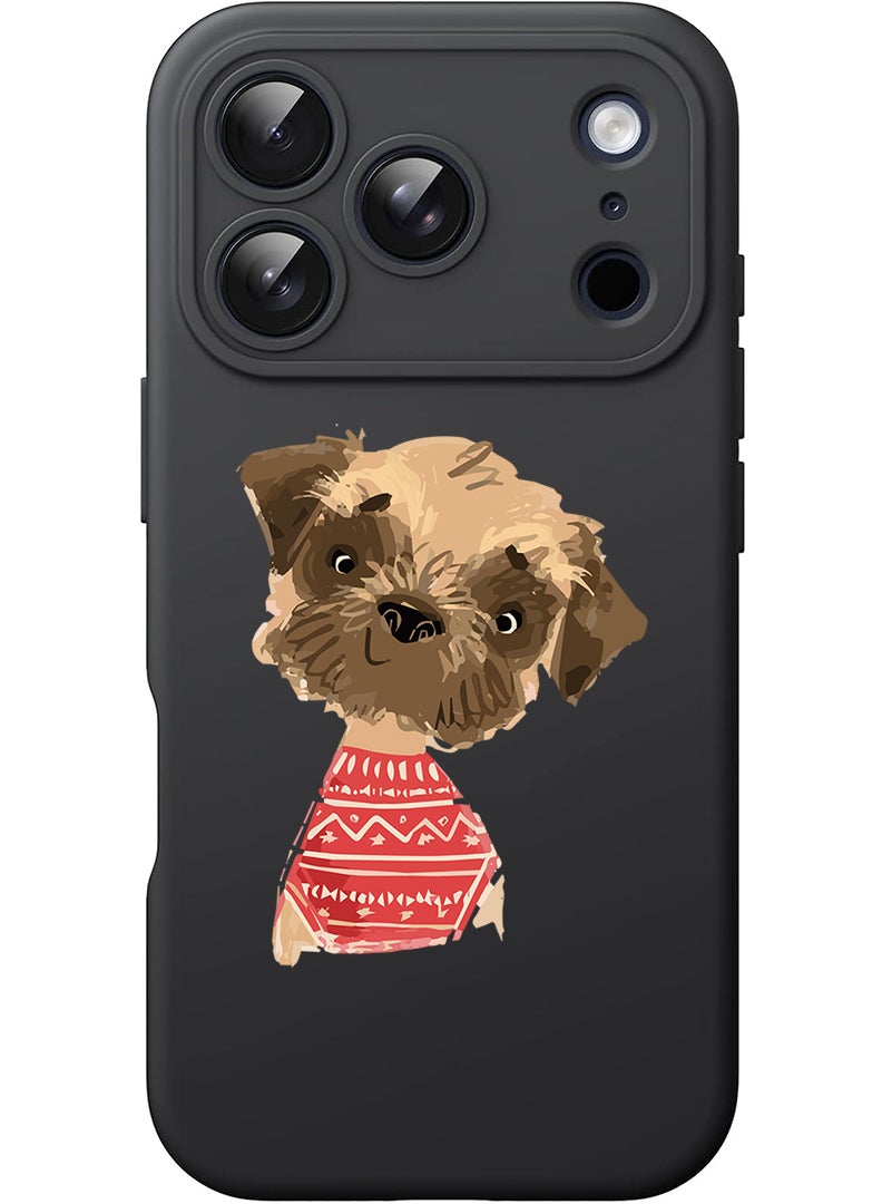 Theodor Protective Slim Fit Case Liquid Silicone Cover with Full Body Protection Anti-Scratch Shockproof Case For Apple iPhone 17 Pro Max (Black) Dog - Image 1