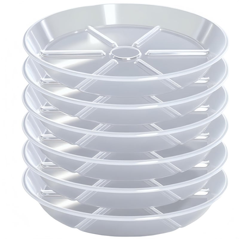 MSKIAUO Plant Saucer 4 6 8 10 12 inch, 6 Packs Clear Planter Saucers Pot Trays, Durable Round Plastic Flower Plant Water Drip Tray for Pots, Plant Dish Plate to Catch Water for Indoor & Outdoor ( 6 inch) - Image 1