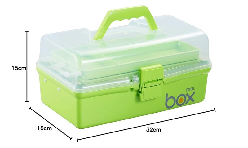 Touchcart3-Layer Multi-Purpose Plastic Tool box with Tray – 13.2 Inch Portable Storage Case for Tools, Art,Folding StorageTool Art Craft Storage,Organizers Craft & Drawing Supplies1 Pc (Multicolor). - Image 3