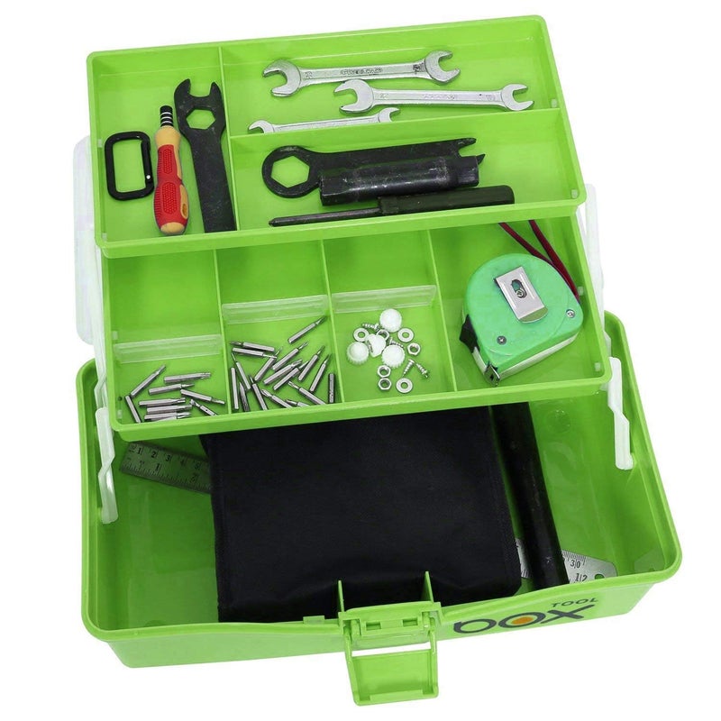 Touchcart3-Layer Multi-Purpose Plastic Tool box with Tray – 13.2 Inch Portable Storage Case for Tools, Art,Folding StorageTool Art Craft Storage,Organizers Craft & Drawing Supplies1 Pc (Multicolor). - Image 2