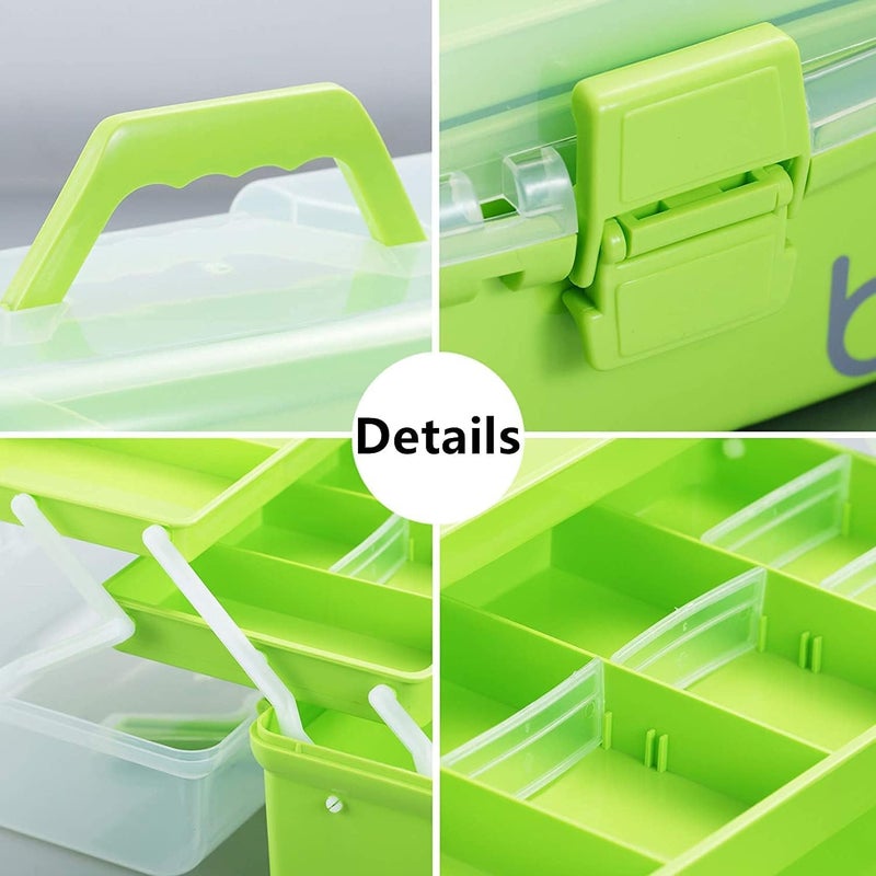 Touchcart3-Layer Multi-Purpose Plastic Tool box with Tray – 13.2 Inch Portable Storage Case for Tools, Art,Folding StorageTool Art Craft Storage,Organizers Craft & Drawing Supplies1 Pc (Multicolor). - Image 4