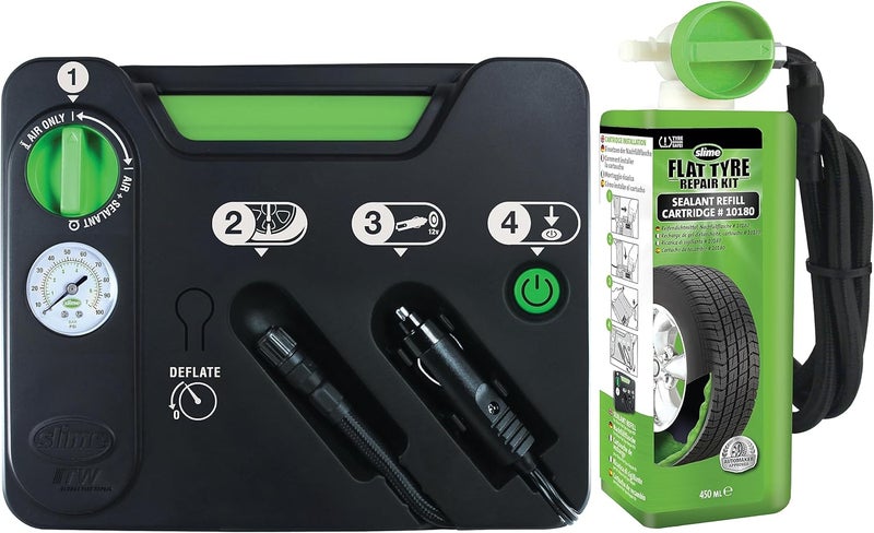 Slime 50129 Flat Tyre Puncture Emergency Kit with Sealant and Tyre Inflator Pump - Image 2