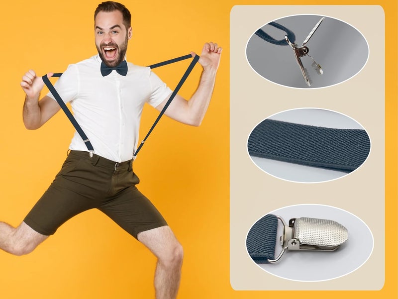 DIBI Suspenders for Men - Adjustable X back Suspender with 4 Strong Clips - Image 3