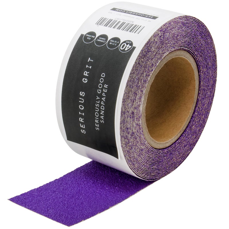 Serious Grit 40 Grit Ceramic Grain PSA Sandpaper Roll HeavyDuty Stickyback Adhesive Longboard Sanding Roll 275 Inch x 10 Yard Continuous Sand Paper for Wood Metal Autobody Paint Air Sanders - Image 2