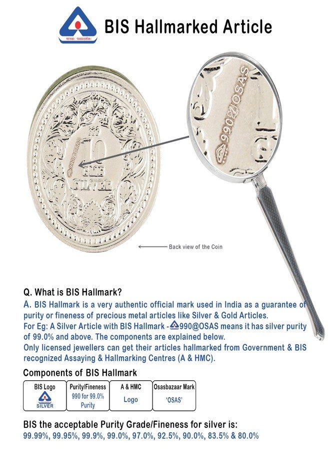 Osasbazaar Silver Coin Round with Designer Packing - 99% Pure BIS Hallmarked - 10 Gms (Pack of 1) - Image 5