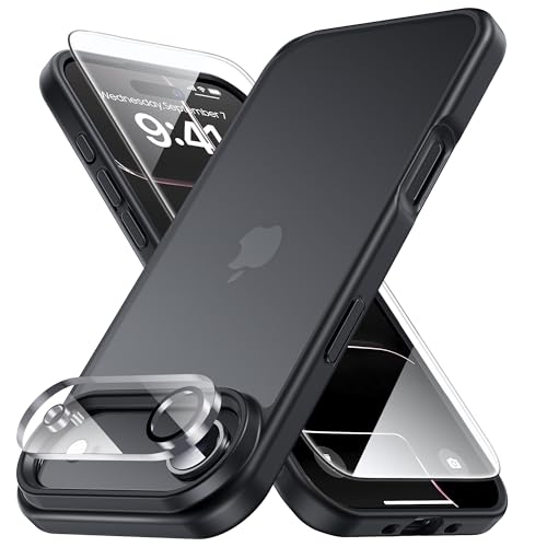 Yriklso 3 in 1 for iPhone Air Phone Case,1X Screen Protector +1X Camera Lens,Shockproof for iPhone Air Case, Military Grade Drop Protection, Protective Hard Back Slim Translucent Case,Black - Image 1