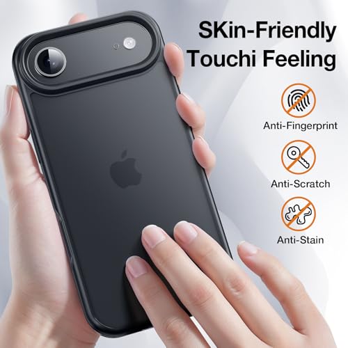 Yriklso 3 in 1 for iPhone Air Phone Case,1X Screen Protector +1X Camera Lens,Shockproof for iPhone Air Case, Military Grade Drop Protection, Protective Hard Back Slim Translucent Case,Black - Image 3