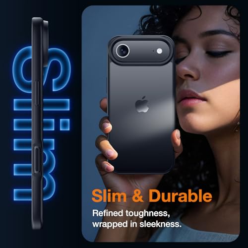 Yriklso 3 in 1 for iPhone Air Phone Case,1X Screen Protector +1X Camera Lens,Shockproof for iPhone Air Case, Military Grade Drop Protection, Protective Hard Back Slim Translucent Case,Black - Image 5