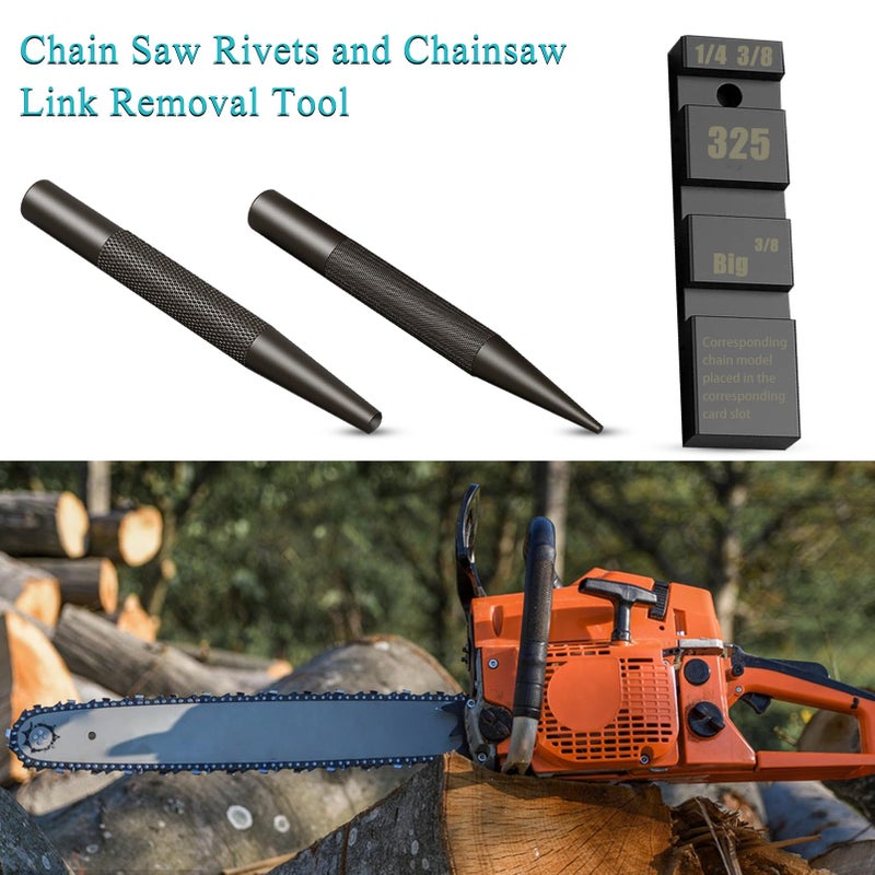 Atunee Pocket Chainsaw Breaker with 12 Sets Chainsaw Chain Joiner Link Repair Kit for Punch and Joiner- 3/8 & 0.325" Chain Link Repair Preset Straps - Image 3