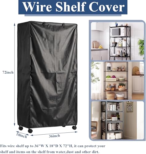 STARVAST Wire Shelf Cover 210D Heavy Duty SilverCoated Oxford Fabric Dustproof Heat Insulation Wire Standing Shelving Covers with Zipper Outdoor Storage Wire Rack Covers 36 W x 18 D x 72 H - Image 3