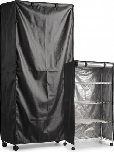 STARVAST Wire Shelf Cover 210D Heavy Duty SilverCoated Oxford Fabric Dustproof Heat Insulation Wire Standing Shelving Covers with Zipper Outdoor Storage Wire Rack Covers 36 W x 18 D x 72 H - Image 1