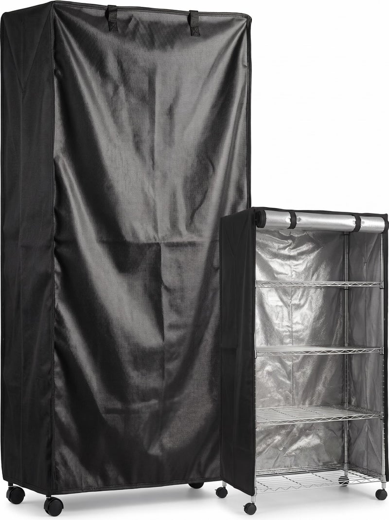 STARVAST Wire Shelf Cover 210D Heavy Duty SilverCoated Oxford Fabric Dustproof Heat Insulation Wire Standing Shelving Covers with Zipper Outdoor Storage Wire Rack Covers 36 W x 18 D x 72 H - Image 2