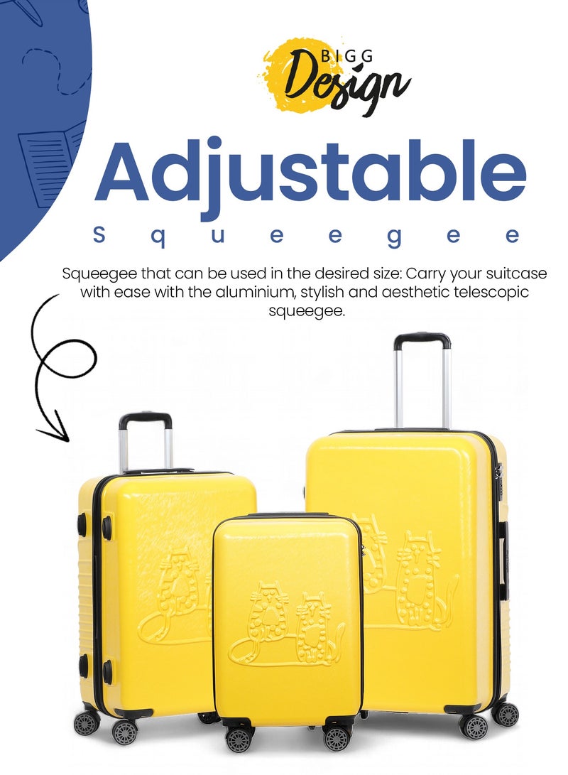 بيج ديزاين تصميم قطط خفيف الوزن للحمل مع عجلة دوارة ونظام قفل أصفر 20 بوصة - Image 3