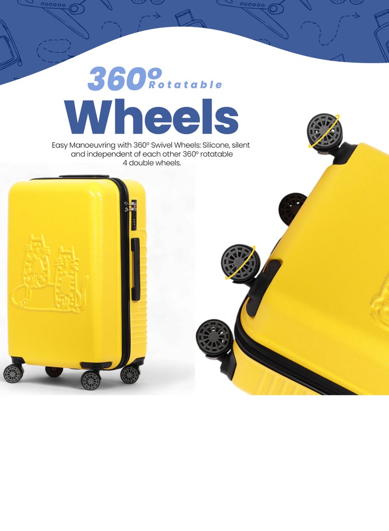 بيج ديزاين تصميم قطط خفيف الوزن للحمل مع عجلة دوارة ونظام قفل أصفر 20 بوصة - Image 4