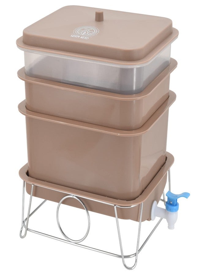 Worm Nerd Arcadia Garden Products Worm Nerd WN55 4-Tray Worm Composting Bin Kit with Coco Coir Brick for Recycling Food Waste, Worm Castings, Worm Tea, Vermiculture and Vermicomposting, Tan - Image 2