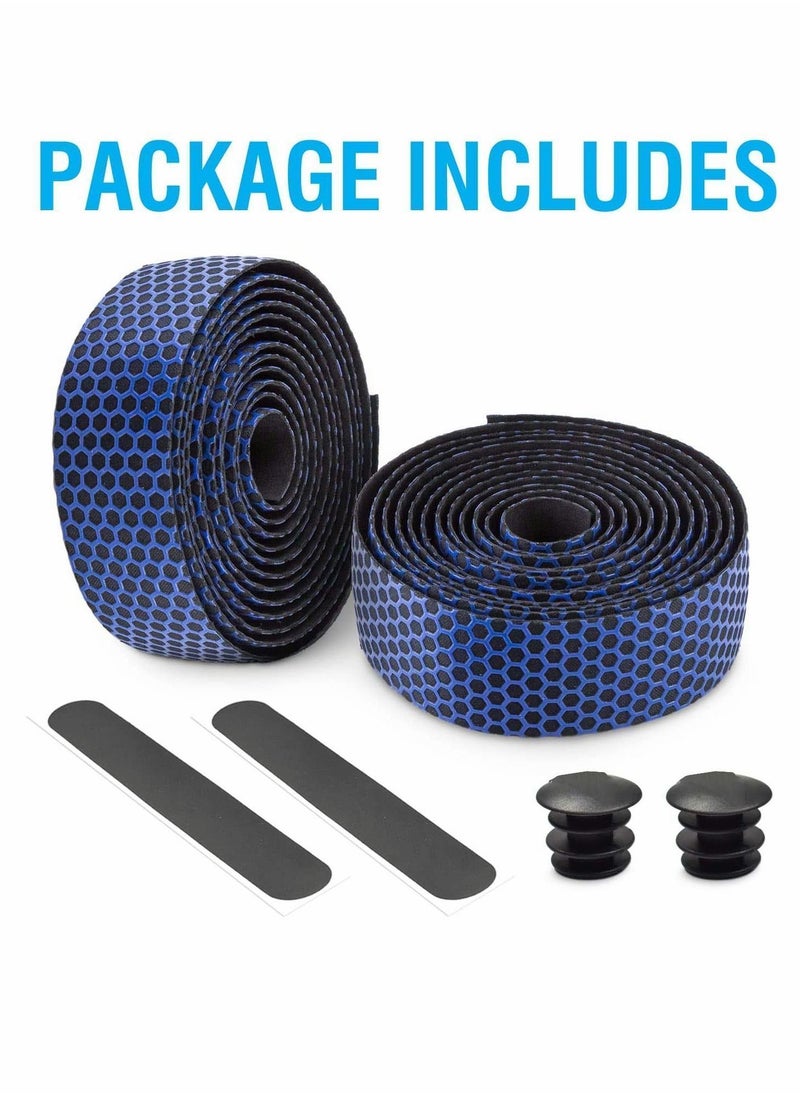 Y&D - Bike Handlebar Tapes, Hex Tape, Road Bicycle Bar Handle Wraps 2 Rolls for Bikes and Cycling (Blue) - Image 1