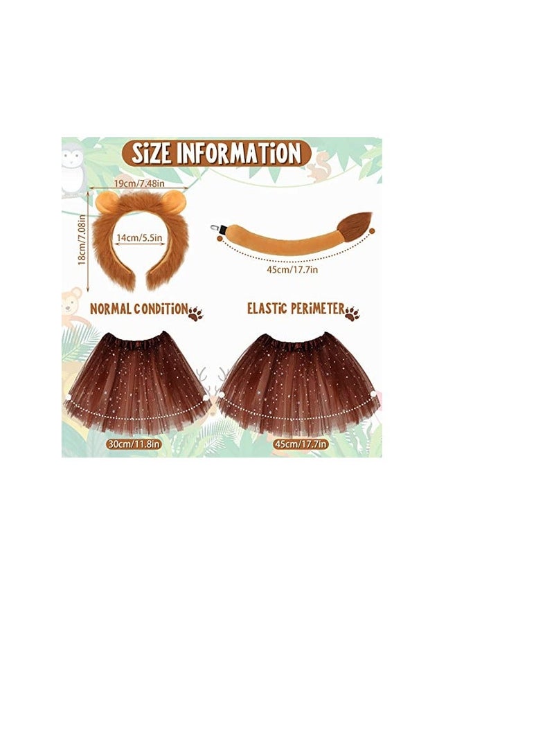 إسكدنيا Lion Headband Skirt Set, Ears Headband, Costume for Girls Women Carnival Cosplay Party - Image 3