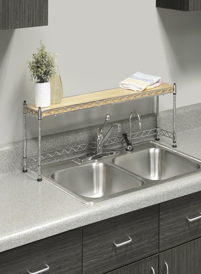 Whitmor Supreme Wood & Chrome Sink Shelf - Image 2
