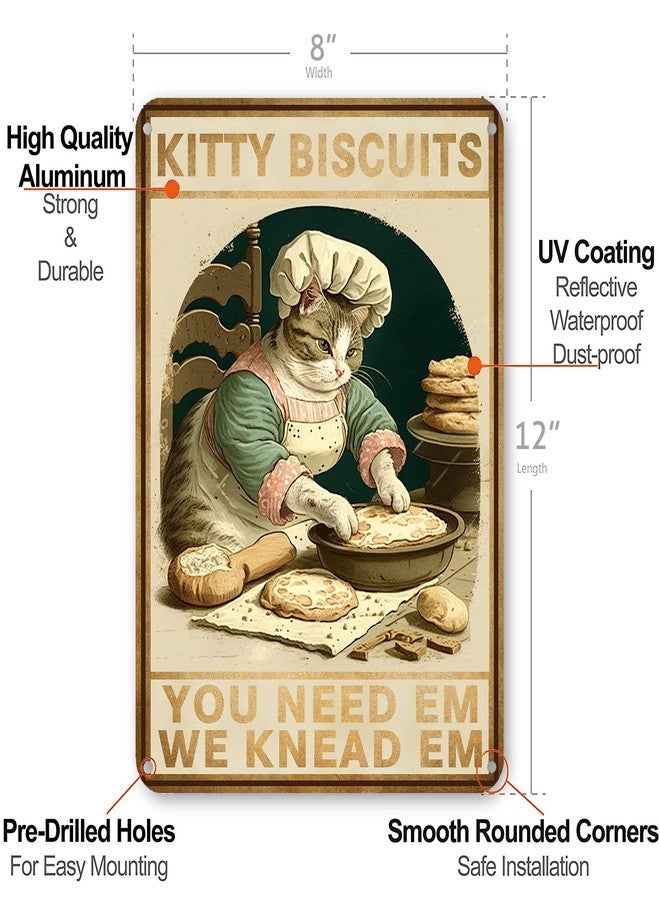 HYBLOM Cottagecore Decor - Cat Signs - Kitty Biscuits You Need Em We Knead Em Poster - Vintage Home Wall Art Metal Tin Sign 12x8 Inches - Image 3