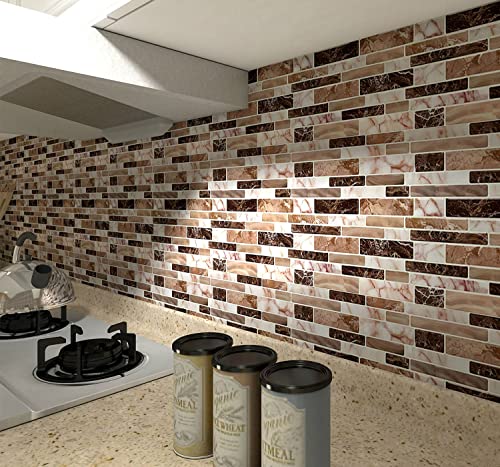 LONGKING 10-Sheet Peel and Stick Tile Backsplash, Vinyl 3D Self-Adhesive Tile Stickers for Kitchen, Bathroom, Counter Top, Marble 77 - Image 2