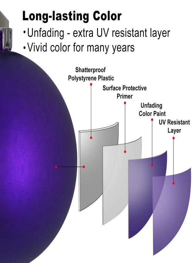جايم إكسل كرات عيد الميلاد الكبيرة من جيم إكسل، لونها بنفسجي، مقاس 4 بوصات - زينة شجرة عيد الميلاد، كرات معلقة غير قابلة للكسر، مناسبة لأعياد الميلاد والهالوين والعطلات وحفلات الزفاف، مجموعة من 4 قطع - Image 4