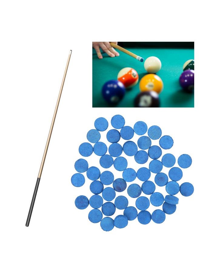 50PCS Leather Billiard Pool Cue Tips Pool Stick Replacement Accessory with Storage Box13mm