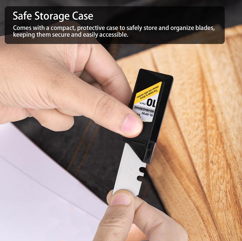 Deli DLDP30 Heavy Duty Cutter SK4 Carbon Steel Heat Treated Blade Retractable Utility Knife with 2Section Durable TType Blades for Personal Professional Use 10pc in 1 - Image 5