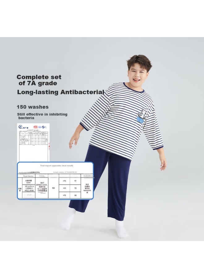 TABE Xiaozhu Toni Boys' Pajamas, Children's Loungewear, Spring And Autumn, For Chubby And Older Children, Sleepwear For Ages 6-12, Underwear Set, 25 New Style - Image 4