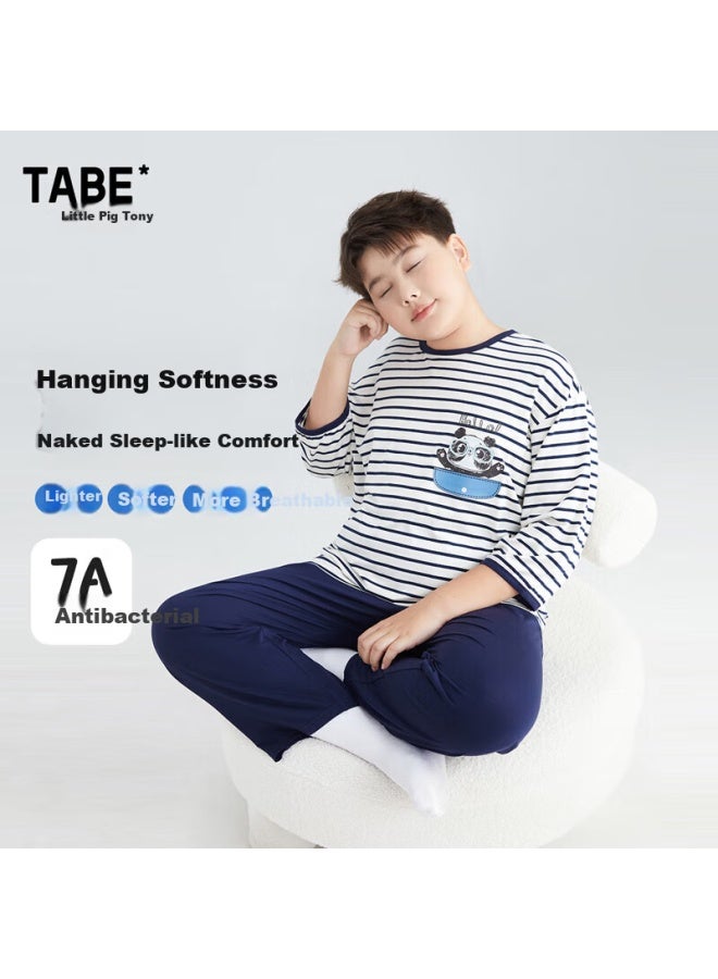 TABE Xiaozhu Toni Boys' Pajamas, Children's Loungewear, Spring And Autumn, For Chubby And Older Children, Sleepwear For Ages 6-12, Underwear Set, 25 New Style - Image 1