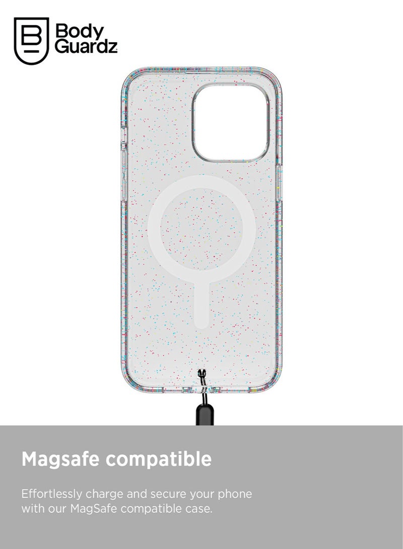 Bodyguardz Carve Glitter for iPhone 15 Pro MAX Case Cover compatible with MagSafe with Lanyard - Glamfetti - Image 4