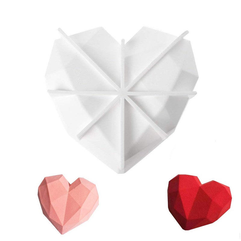 AntranStore Diamond Heart Love Mousse Cake Mold Trays Silicone Baking PanFood Grade  BPA FreeNot Sticky Mould Suitable For MousseChocolate BrownieCheesecakeJellyIce CreamFondant