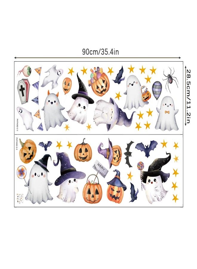 Amtoodopin Halloween Wall Decals Cute Ghost Pumpkin Wall Stickers Halloween Party Decorations Peel and Stick Removable Vinyl Wall Art for Bedroom - Image 5