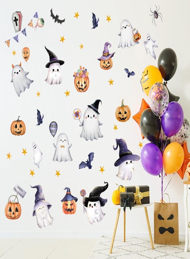 Amtoodopin Halloween Wall Decals Cute Ghost Pumpkin Wall Stickers Halloween Party Decorations Peel and Stick Removable Vinyl Wall Art for Bedroom - Image 1