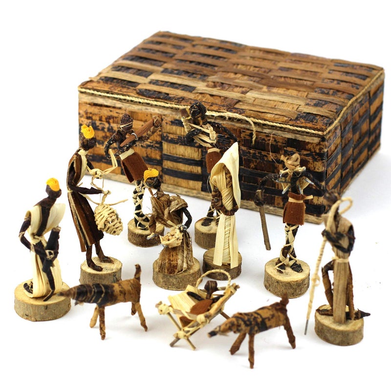 Global Crafts Nativity Set Handmade in Kenya from Banana Fiber - Image 2
