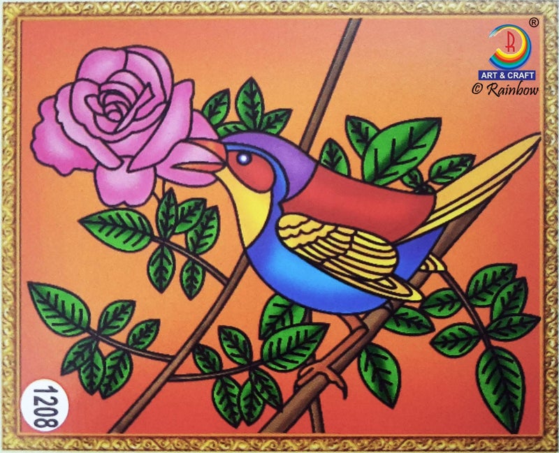 Rainbow DIY - Fiberglass Painting Kit, Sparrow with Rose, Medium (7.75x10.5 inch), Design No. 1208 - Image 1