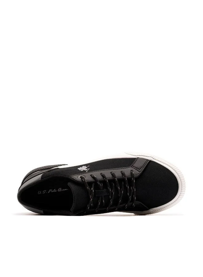 U.S. Polo Assn. USPA Women’s Black Platform Canvas Sneakers – Lightweight Casual Lace-Up Shoes with Chunky Sole | Fashion Walking Shoes for Women | Everyday Comfort Trainers