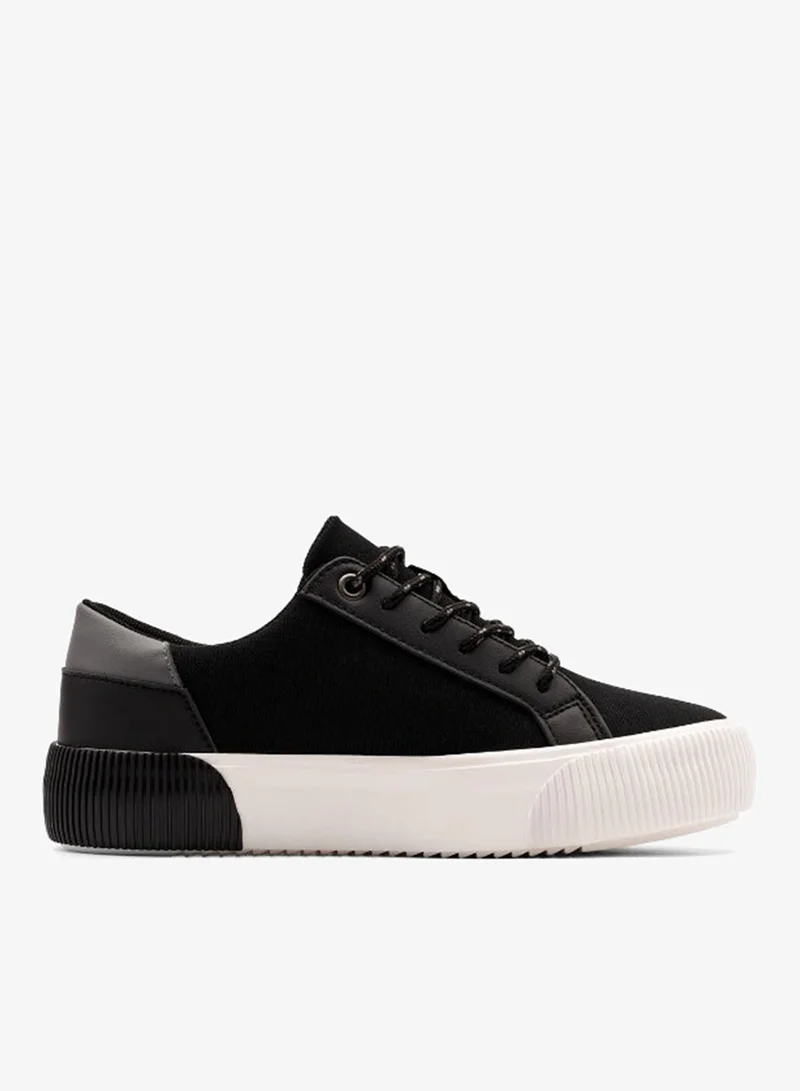 U.S. Polo Assn. BLACK-GRAY USPA Women’s Black Platform Canvas Sneakers – Lightweight Casual Lace-Up Shoes with Chunky Sole | Fashion Walking Shoes for Women | Everyday Comfort Trainers for Women | Best Price UAE
