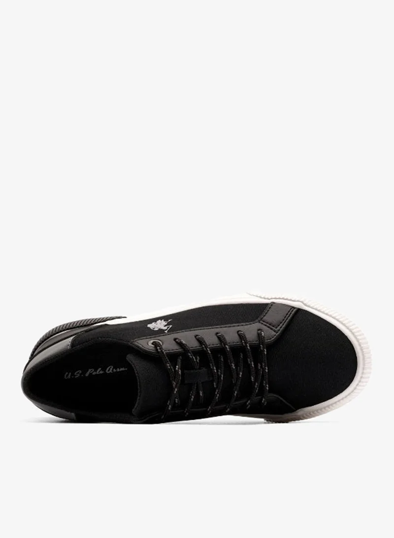 U.S. Polo Assn. BLACK-GRAY USPA Women’s Black Platform Canvas Sneakers – Lightweight Casual Lace-Up Shoes with Chunky Sole | Fashion Walking Shoes for Women | Everyday Comfort Trainers for Women | Best Price UAE