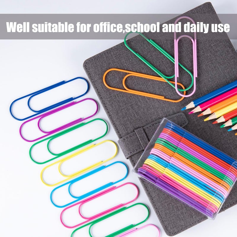 Timenu Jumbo Paper Clips, 40 Pcs 4 Inches Large Paper Clip Holder - Vinyl Coated Multicolored Extra Large mega Paperclips for Office School Document organizing - Image 3
