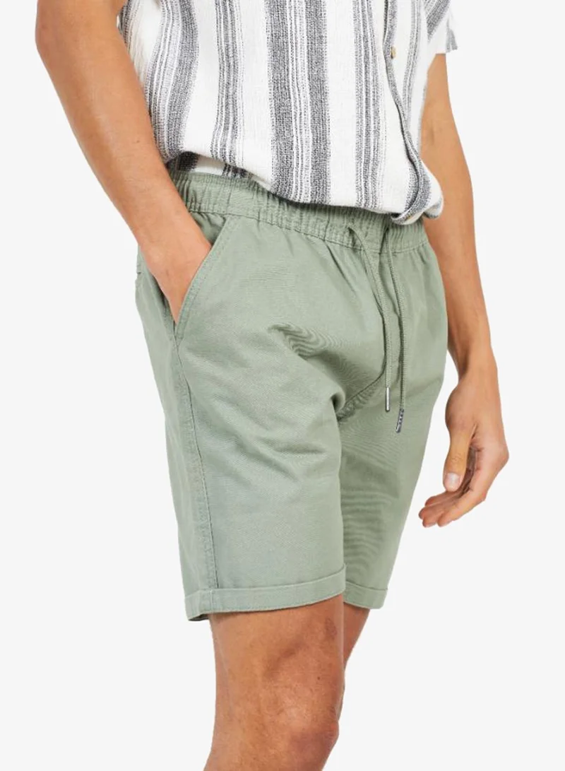 BRAVE SOUL  MENS COTTON TWILL CHINO SHORT ELASTICATED WAIST WITH DRAWCORDS TURN UP HEM for Men | Best Price UAE