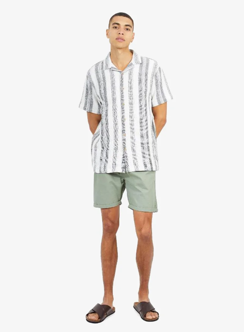 BRAVE SOUL  MENS COTTON TWILL CHINO SHORT ELASTICATED WAIST WITH DRAWCORDS TURN UP HEM for Men | Best Price UAE