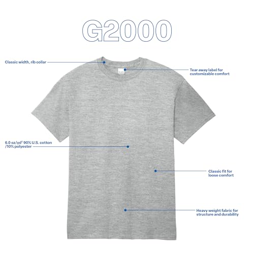 Gildan Adult Ultra Cotton T-Shirt, Style G2000, Multipack, Sport Grey (2-Pack), 2X-Large - Image 4