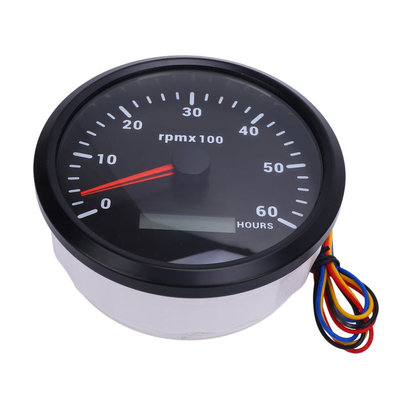 Digital Tachometer Gauge 2" Black Dial Black Bezel - Universal Compatibility 7-Color Backlight High Durability RPM Meter for Cars Trucks Boats Generators Gasoline Engines Construction Agricultural Mac - Image 2