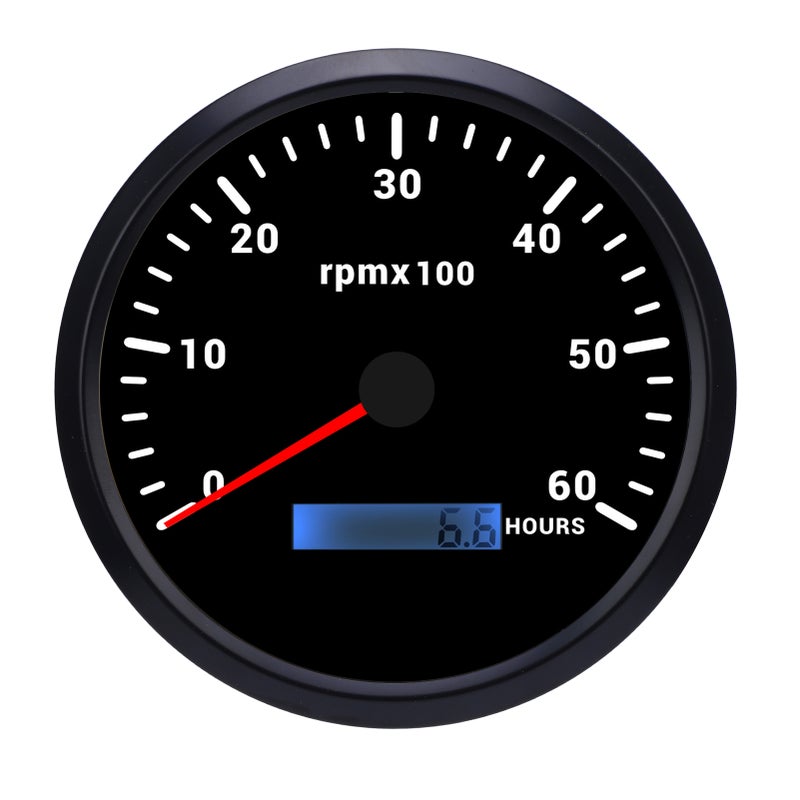 Digital Tachometer Gauge 2" Black Dial Black Bezel - Universal Compatibility 7-Color Backlight High Durability RPM Meter for Cars Trucks Boats Generators Gasoline Engines Construction Agricultural Mac - Image 1